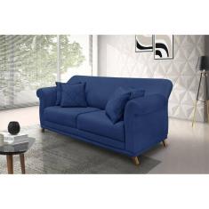 Imagem de Sofá 3 Lugares 220cm Suede Arras Spezzia Decor Azul Marinho