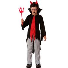 Imagem de Fantasia de Diabo Diabinho Infantil Com Chifre e Tridente Halloween