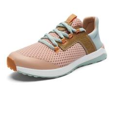 Imagem de OLUKAI Tênis esportivo feminino Wailuku, malha leve e respirável, ajuste confortável e solas de borracha com aderência molhada, conforto e suporte o dia todo, pêssego/ondulação, 38