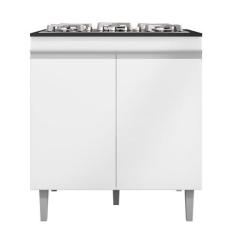 Imagem de Balcão De Cozinha Para Cooktop Com Tampo Preto Madrid Branco - Montana