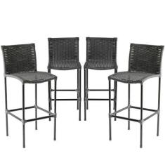 Imagem de Kit 4 Banquetas Havaí para Bar, Área Gourmet, Balcão em Fibra Sintétic