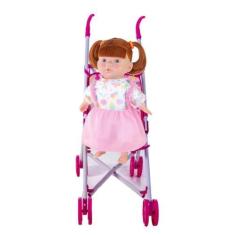 Imagem de Boneca By Ruiva Marcelle Com 60 Frases De 40cm e Carrinho - Milk Brinq