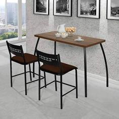 Imagem de Mesa com 2 cadeiras Aço nobre Fit Flora marrom