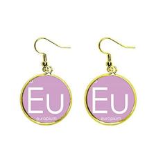 Imagem de Mesa de período de elementos de química Lanthanide Europium Eu, brinco de gota dourada joia feminina