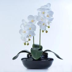 Imagem de Arranjo de Orquídea Artificial em Terrário Pequeno 