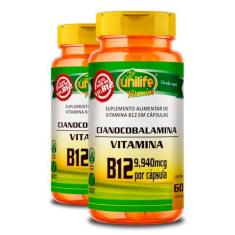 Imagem de Kit 2 Vitamina B12 Cianocobalamina Unilife 60 cápsulas