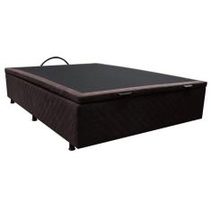 Imagem de Base Box Baú Para Cama Casal 138x188cm Liz S05 Suede Bordado Marrom - Mpozenato