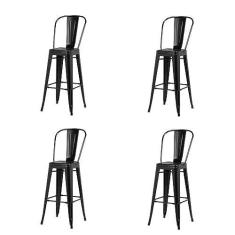 Imagem de Kit 4 Banquetas Altas Iron Tolix Titan Rivatti Encosto Alto Preta