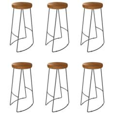 Imagem de Kit 06 Banqueta Alta Aurum Peroba Preto Bar Cozinha Sala Jantar DHom