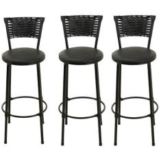 Imagem de Kit 3 Bancos Altos Banquetas Para Cozinha Americana Gourmet Lazer - EJ