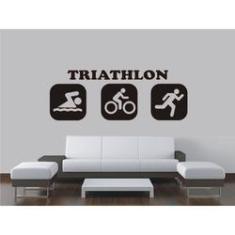 Imagem de Adesivo De Parede Decorativo Triathlon Esporte tamanho 100cm x 40cm