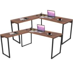 Imagem de Kit 02 Mesas Para Escritório Home Office Estilo Industrial Em L Form 1