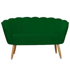 Imagem de Namoradeira Estofada 2 Lugares Para Sala Comercial Pétala Suede Verde - LM DECOR