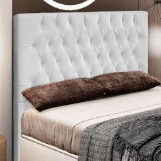 Imagem de Cabeceira Cama Box Casal Diamante 140cm Sintetico Branco