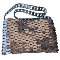 Imagem de Bolsa Artesanal Peças Madeira Envernizada Preta, Alça Curta - Ideias B