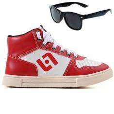 Imagem de Tenis Infantil Meninos Botinha Cano Alto Escolar Casual Basico + Oculos-Masculino