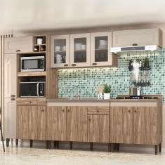 Imagem de Cozinha Completa 13 portas 2 gavetas Veneza Carvalho OAK Cristalo Decibal