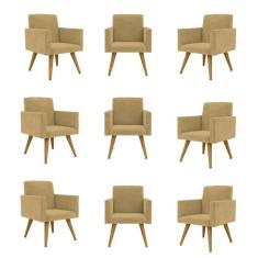 Imagem de Kit 09 Cadeiras Poltronas Decorativa - Escritório - Recepção Cor:capuccino