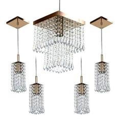 Imagem de Kit 1 Pendentes Marrycrillic + 4 Pendentes Clearcrilic Cobre