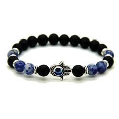 Imagem de Pulseira Pedra E Pingente Mão De Fátima