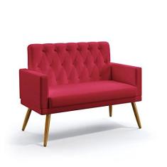 Imagem de Poltrona Namoradeira Decorativa Vega Com Rodapé E Botões Capitonê Suede  Aradecor