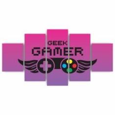 Imagem de Kit Quadros Decorativos Mdf Gamer Geek Controle Roxa