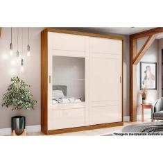 Imagem de Guarda Roupa Casal 2 Portas De Correr E 3 Gavetas C- Espelho Verg Nature-off White