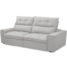 Imagem de Sofá Retrátil Reclinável Para Sala De Estar Living 230cm Dimas F04 Bouclê Cinza