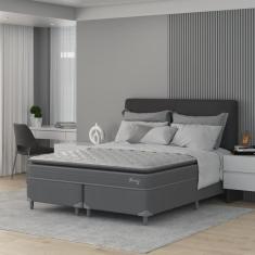 Imagem de Cama Box Queen D40 Classic C Pillow 158x198x54cm Montreal Branco/Cinza