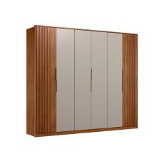 Imagem de Guarda Roupa Casal Ripado 6 Portas Bali Nogueira Nude Prime