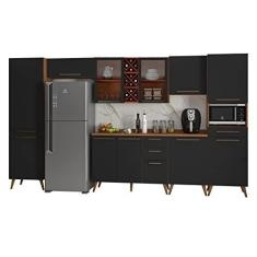 Imagem de Armário De Cozinha Completa Vidro Reflecta Com Adega 11 Portas 4 Gavetas Favorita Preto/Nature