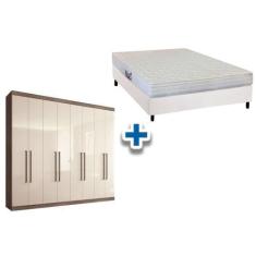 Imagem de Cama Box Casal + Colchão Frontier Herval + Guarda Roupa Master Vip 8.4