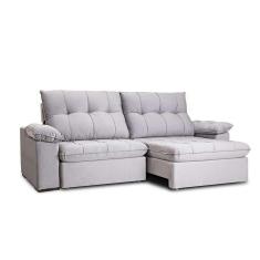 Imagem de sofá 3 lugares retrátil e reclinável com usb living triton veludo cinza 230 cm