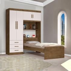 Imagem de Guarda Roupa Solteiro Com Cama Cancun Jequitiba C/ Off White