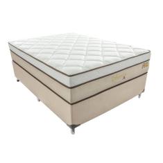 Imagem de Cama Box Casal Aquarius Com Colchão Casal Molas Ensacadas Bege E Branca