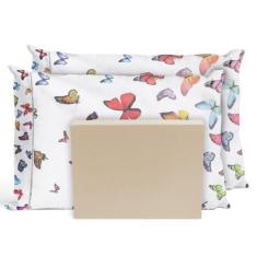 Imagem de Jogo De Lençol Cama Queen 3 Peças Percal Borboletas Palha - Casa Home