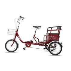 Imagem de Triciclo adulto ao ar livre de 40,6 cm, armação de aço de alto carbono, 3 rodas, triciclo de cruzeiro com cesta de compras para os pais pegarem e deixarem crianças pedalando ciclismo
