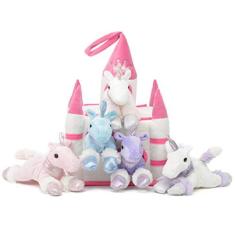 Imagem de Castelo de unicórnios com unicórnios de pelúcia - Estojo de transporte Animal Play - branco