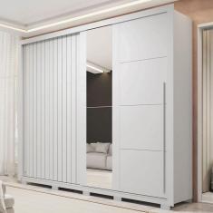 Imagem de Guarda-Roupa Casal Romanus 2 Portas 4 Gavetas com Espelho Branco - Caemmun
