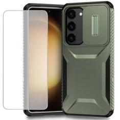 Imagem de Ueokeird Capa para Galaxy S23 Plus, capa para Samsung S23+ SM-S916U com protetor de tela de vidro temperado e capa deslizante para câmera, antiderrapante, resistente, à prova de choque para Samsung