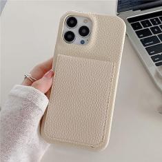 Imagem de Carteira de couro de luxo capa para cartão para iPhone 14 Pro Max 11 12 13 Mini XR X XS 8 7 Plus SE Photo Slot Stand Cover, branco creme, para iPhone 11ProMax