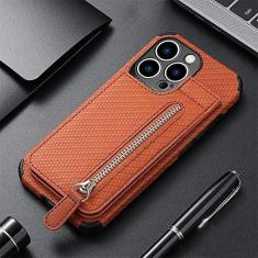 Imagem de Capa de telefone de couro carteira de cartões com zíper para iphone 13 12 mini 11 pro max x xs xr 8 7 6 6 s plus se 2020 bolsa titular capa de cartão, marrom, para iphone xs max