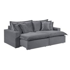 Imagem de Sofá 5 Lugares Retrátil Encosto Fixo M-145 Veludo Martins Grafite