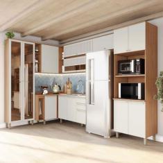 Imagem de Cozinha Completa Requinte 14 Portas 2 Gavetas Ripado Com Vidro Ce884 N