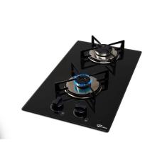 Imagem de Cooktop A Gás Fischer 2 Bocas Loft Com Supervisor De Chama Mesa Vidro Bivolt