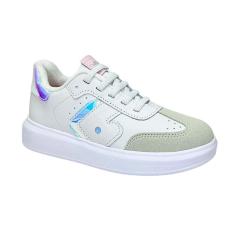 Imagem de Tênis Bibi Infantil Glam Couro 1109296 Branco Holográfico-Unissex