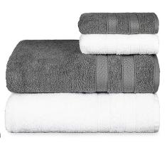 Imagem de Jogo de Toalhas Fio Penteado Extra Macia 4 Peças - Comfort (Petróleo + Branco)