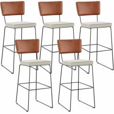 Imagem de Kit 05 Banquetas Altas Allana L02 Camel Champagne