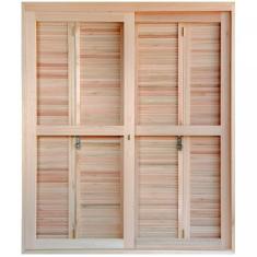 Imagem de Porta de Madeira Balcão Pantográfica 213x140cm com Batente de14cm EWK 460 Rondosul Madeira marroml sem pintura