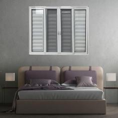 Imagem de Janela Veneziana 6 Folhas com Tela Mosqueteira Linha 25 Branco 100x200 Branco